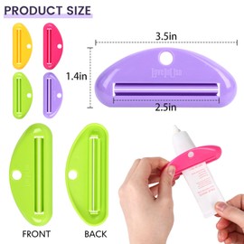 LOVEINUSA Toothpaste Tube Squeezer Dispenser, 4PCS Hanging Tooth Paste Clips Roller Squeezer Holder for Saving Toothpaste Facial Cleanser Creams Paint