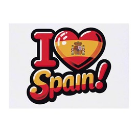 'I Love Spain!' Temporary Tattoo - Water Resistant, Skin-Safe, Non-Toxic Transfer (TO00077779)