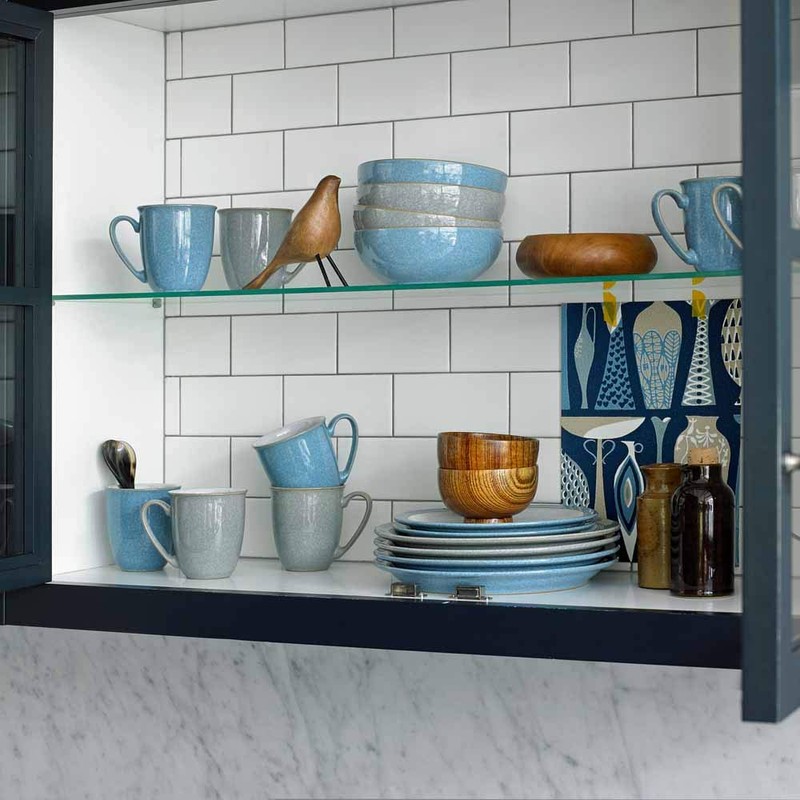 Denby 381048904 Elements 4 Piece Medium Plate Set, Blue