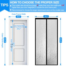 RELIANCER Magnetic Thermal Insulated Door Curtain,Waterproof EVA Door Cover,Fit Doors Size Up to 34"x82",Temperature Protection Insulated Doorway Curtain Partition,Patio Self-Closing Doors Net Screen