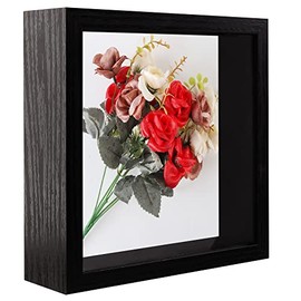 Aynoo 8x8 Shadow Box Picture Frame in Black set 1 Pack Shadow Box Frame 8x8 Black Wood Display Case 8x8 Display Large Shadow Box Picture Frame Display Case Ready to Hang Memory Box (SBHSS 88)