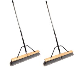 American Select Tubing Pbma24004-2 Heavy Duty 24" Multi-Surface Push Broom with Silver/Black Handle (2 PACK)