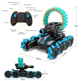 BOKSIYUR RCStunt Remote Control Car,Soft Bullet Tank,Gesture Sensing, Cars for Kids,RC Crawlers,Stunt Remote Control Car Tank for Boys, RC Cars for Kids,360°Battle Tanks,for Boys Ages 8-12 Gift(Blue)