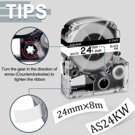 GREENCYCLE 3PK Compatible for LW Label Maker Tape 24mm 1" LK-6WBN LC 6WBN9 SS24KW Black on White Tape for LabelWorks LW600P LW700 LW900P LW1000P Label Printers