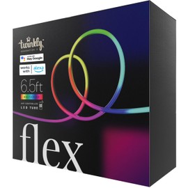 Twinkly Flex 6.5ft, LED Tube Multi Color, RGB LED Strip Flexible, Compatible with HomeKit, Alexa and Google Home, Gaming Lights, 16 M+ Colors, USB C Powered, App Control, White Wire