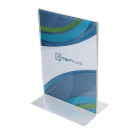 ogoPLUS T-stand DIN A6 portrait / acrylic table stand, flyer stand, menu card holder, information sign, advertising media, acrylic glass price tag, advertising stand