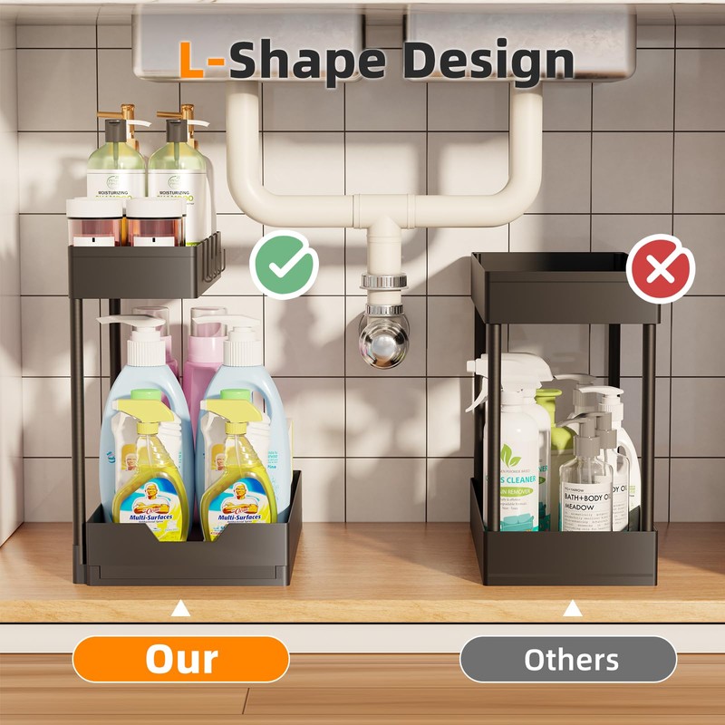 Simple Trending Under Sink Organizer 2 Pack, 2 Tier Cabinet