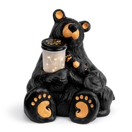 DEMDACO Bearfoots by Jeff Fleming Magical Night Black Bear 10.5 x 10 Hand Cast Resin Decorative Table Top Figurine Statue Display