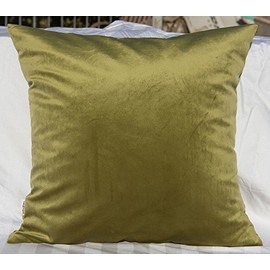 TangDepot Solid Velvet Throw Pillow Cover/Euro Sham/Cushion Sham, Super Luxury Soft Pillow Cases, Many Color & Size options - (22"x22", Olive Green)