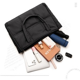 Restro Puffer Tote Bag for Women Work Tote Bag With Zipper Large Work for Women Professional Satchel Handbag Quilted Puffy Shoulder Purses Travel Office Waterproof Utility Tote Bags for Men Women