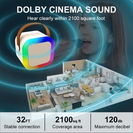 Uluck Mini Karaoke Machine for Kids & Adults,Portable Bluetooth Speaker with 1 Wireless Karaoke Microphone,Music Toys Christmas Birthday Gifts for Girls & Boys 4,5,6,7,8,9,10,11,12 Year Old (Beige)