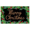 Liora Manne Natura Merry Christmas Holly Black Outdoor Welcome Coir