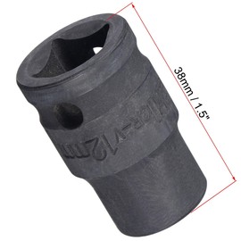 TA-VIGOR 6-Point Impact Socket, 1/2-Inch Drive 12mm Spindle Axle Nut Socket Driver, Durable CR-V Steel 38mm Length Nut Impact Socket for Auto Repair Easy Removal, Shallow Metric Sizes