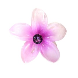 Hawaii Luau Party Dance Performance Plastic Pastel Plumeria Flower with Center Stone hair claw clips in Purple