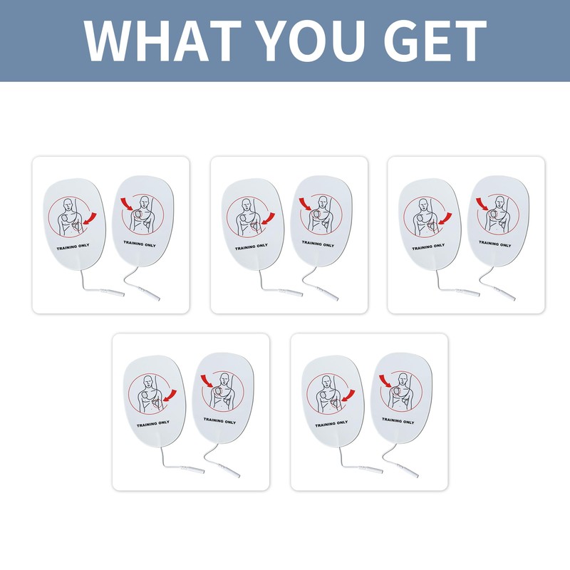 AED Trainer Pads, 5 Pairs XFT Replacement AED Electrode Pads