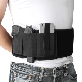 Belly Band Holster for Concealed Carry, Elastic Waistband Gun Holster for Men, Right and Left Hand Draw, Gun Accessories Fits Shield Ruger Glock 19 17 42 43 43x P238 and Similar Guns