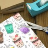 pnyoin Merry Christmas Wrapping Paper Roll,Doodle Bubble Tea Gift Wrap