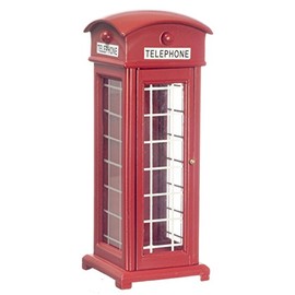 Dollhouse Miniature Vintage Style Red Phone Booth by Town Square Miniatures