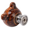 6PCS Bear Door Knob Orange Zinc Alloy Ceramic Decorative Bear