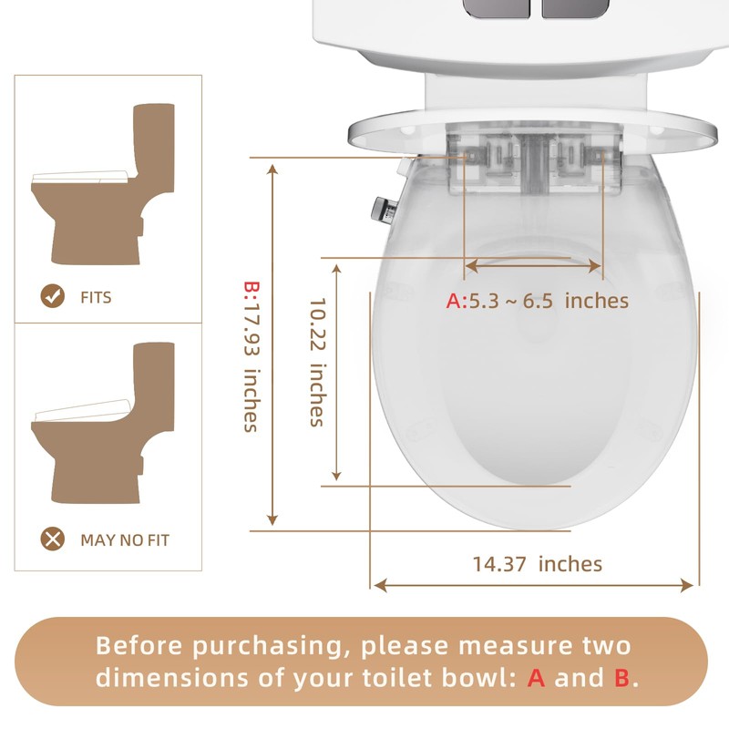 Round Bidet Toilet Seat with Soft Close and Quick Release,Non-Electric