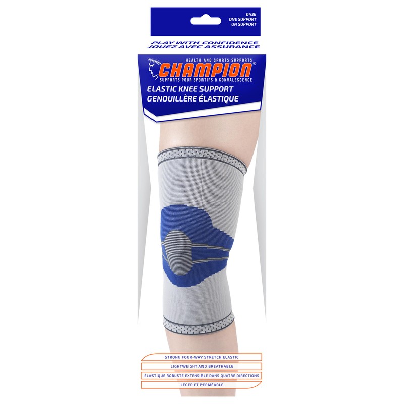 Champion Elastic Knee Support Compression Sleeve, Gray, Small