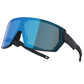 720armour Mercury Sports Sunglasses, UV400 Protection, Ideal for Running, Cycling, Golf, Baseball & Trail Riding (Matte Black Frame With Blue Lens)