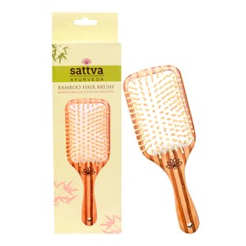 Sattva Bamboo Hair Brush for Long Hair, Curls and Extensions, Scalp Massage with Wooden Brush, Hair Brush for Men, Women, Children, Anti-Static