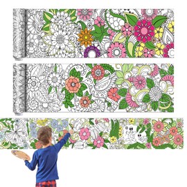 Colarr 3 Pack Giant Mandalas Coloring Posters 118 x 11.8 in Paper Jumbo Mandala Coloring Sheet Page Large Spring Flower Animal Drawing Banner for Kid Adult Home Classroom Wall Floor Art Craft Activity