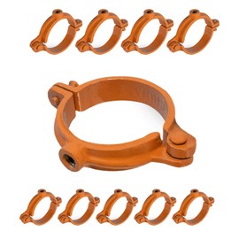 HIGHCRAFT HINGC-12-10 Industrial Decor Hinged Split Ring Pipe Hanger 1/2 in. Copper, with 3/8 in. Threaded Rod Fitting, Vintage Mounting Bracket for Tubing, Shower Curtain, Tiki Torch (10 Pack)