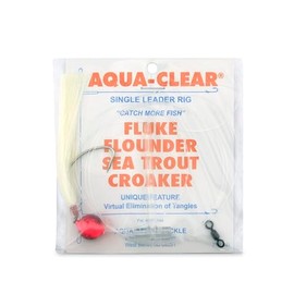 Aqua-Clear, Float & Hair Single Rig, Flounder/Fluke/Sea Trout/Croaker, 2/0 Nickel Wide Gap Hook, AFW Swivel, 40 lb / 18.1 kg GS Mono, T-Standoff, Pink Float, White Hair