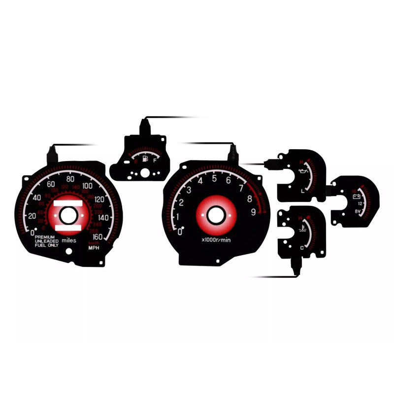 Unique Style Racing (USR) RED Glow Gauge Black Overlay For