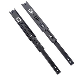 KINJOEK 2 PCS 10 Inch Full Extension Ball Bearing Drawer Slides Heavy Duty Side Mount Cabinet Rails Tool Box, Keyboard Glides Rails Rack, Black