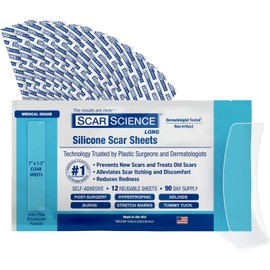Láminas de silicona de grado médico para cicatrices - Cinta de silicona larga y resistente al agua - Solución avanzada para cicatrices quirúrgicas, estrías y queloides - Tiras de 18 cm (7