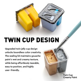 HIMI Twin Cup Jelly Acrylic Paint Set, 36 Colors 12g, Jelly Cup Design, Non-Toxic, High Saturation for Canvas Rock Ceramic Wood Painting & DIY Projects