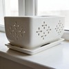 Sanmudecor Orchid Pot, White, 10 Inch, Rectangular Planter Flower Pot