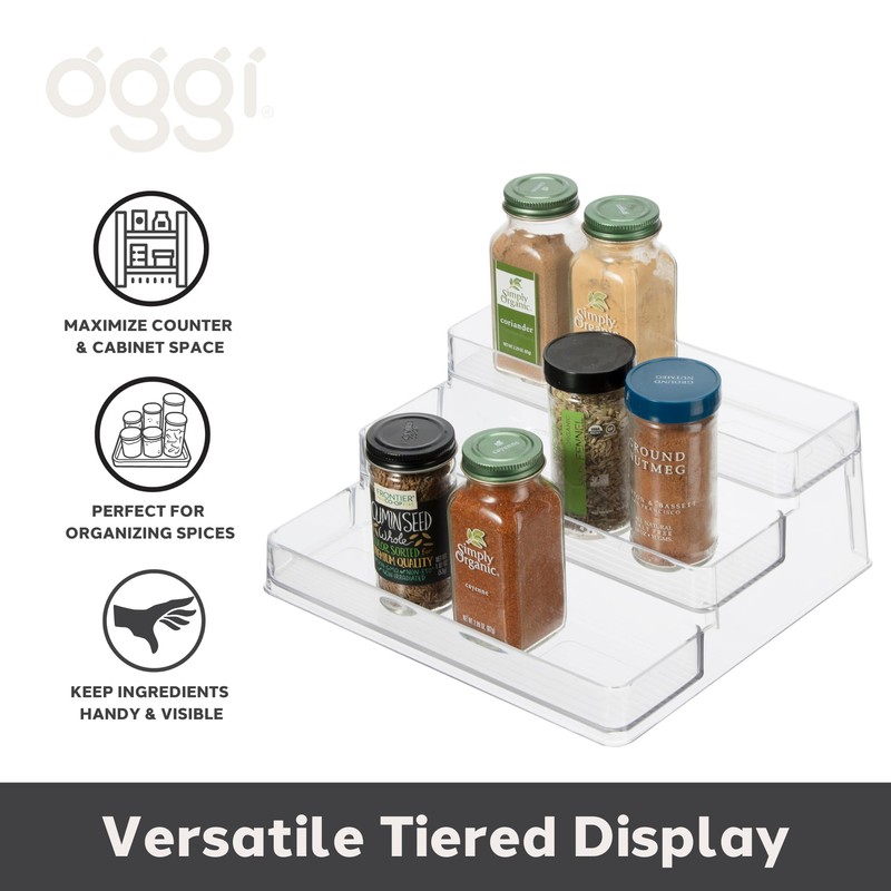 Oggi 3 Tier Spice Organizer & Pantry Storage- For Shelf,