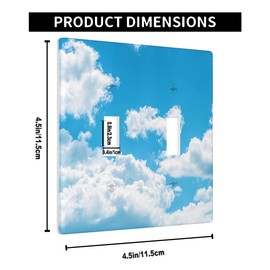 Pznen Cloudy Sky Double Toggle Light Switch Cover Blue Sky With Clouds Nursery Wall Plate Covers 2-Gang Toggle Switch Plates Home Decorative Office