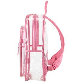 FUEL Clear Backpack Heavy Duty PVC Transparent Backpack Large Clear Book Bag for College Work, Pink