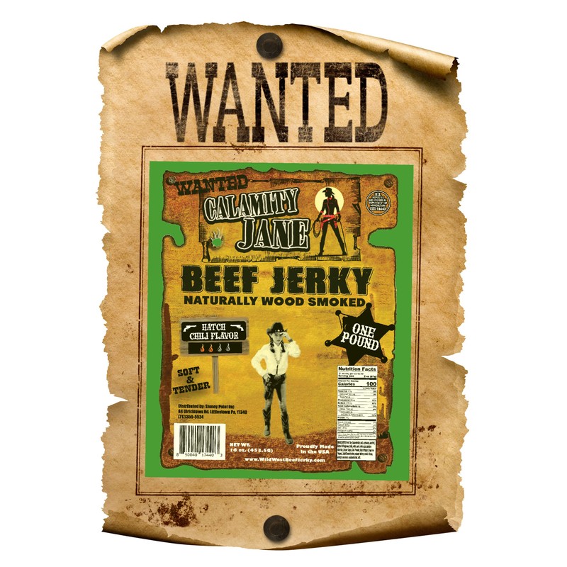 Calamity Jane Beef Jerky Hatch Chili Flavor One Pound Resealable