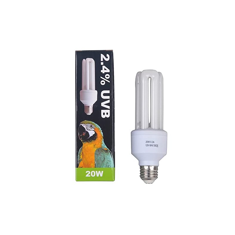 LUCKY HERP Compact Bird Lamp Lighting Bulb, 2.4% UVB, 20W,Screw
