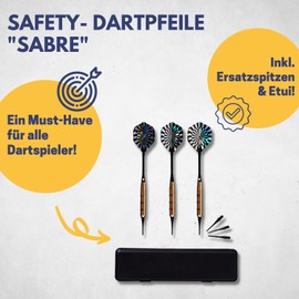 BEST SPORTING Safety Sabre Darts - 3 x 14g or 18g - Aluminium Darts - Includes Spare Tips & Case - Weight 14g