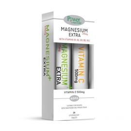 1+1 Power of Nature Magnesium Extra 375mg with Stevia, 20 Effervescent Tabs & FREE Vitamin C 500mg, 20 Effervescent Tabs