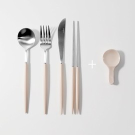 (All-round) Mont Blanc Eiffel/Bijou Silver 4-Piece Dinner Set (Chopstick Rests Included) / (올라운드)몽블랑 에펠비쥬 실버 디너4종 세트(수저받침포함)