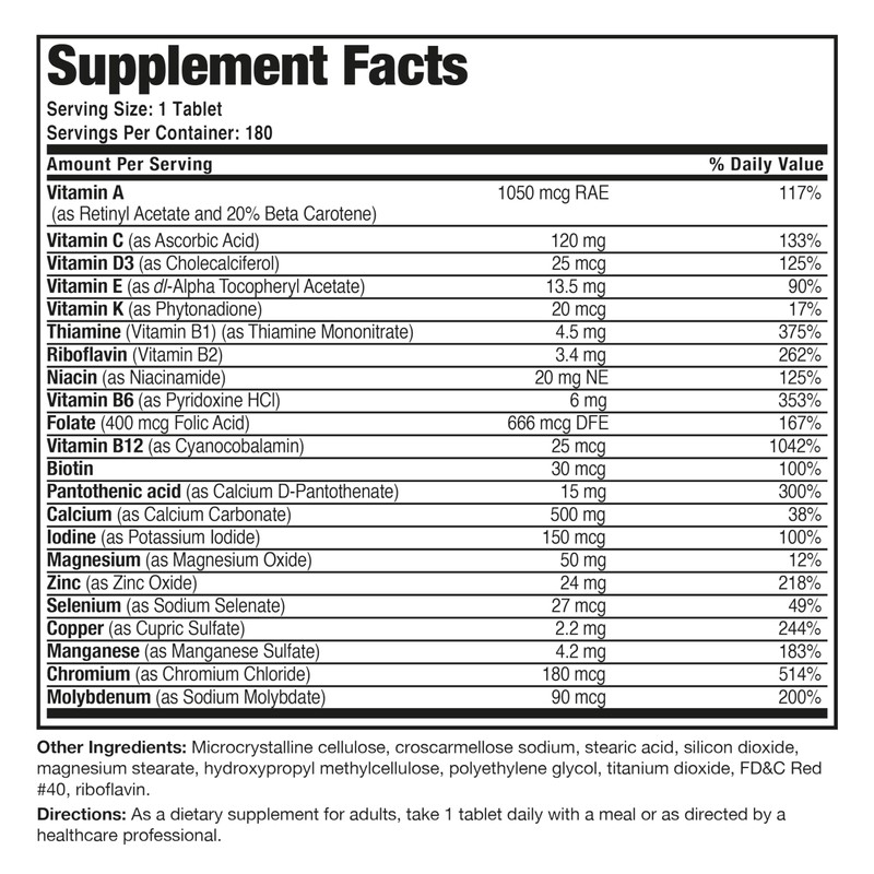 Bronson ONE Daily Women’s 50+ Complete Multivitamin Multimineral, 180 Tablets