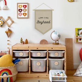 XYDEG Boys Room Decor, Long Live Boyhood Linen Canvas Banner, Boy Nursery Wall Hanging Pennant Flag Banner for Boys Kids Toddler Room Bedroom Playroom Decor, 15x11in - Neutral