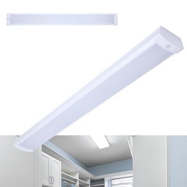 Satco 65-1215 4FT LED Ceiling Wrap Light with Motion Sensor, 39W, CCT Selectable 2700K5000K, 3400 Lumens, 120-277V, White Steel Housing, Non-Dimmable, Damp Rated