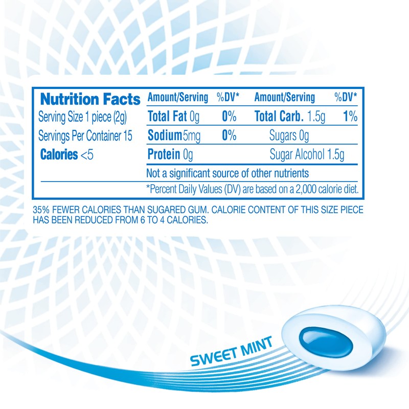 Mentos Pure White Sugar-Free Chewing Gum with Xylitol, Sweet Mint,