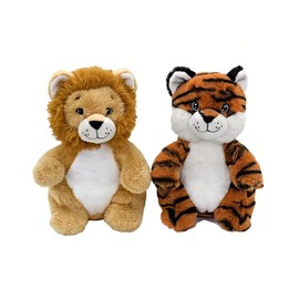 Anico Eco-Friendly 10.5" Lion and Tiger Assortment – Sustainable Plush Toys Made from Recycled Fibers! Soft, Eco-Friendly Stuffed Animal for Kids & Nature Lovers