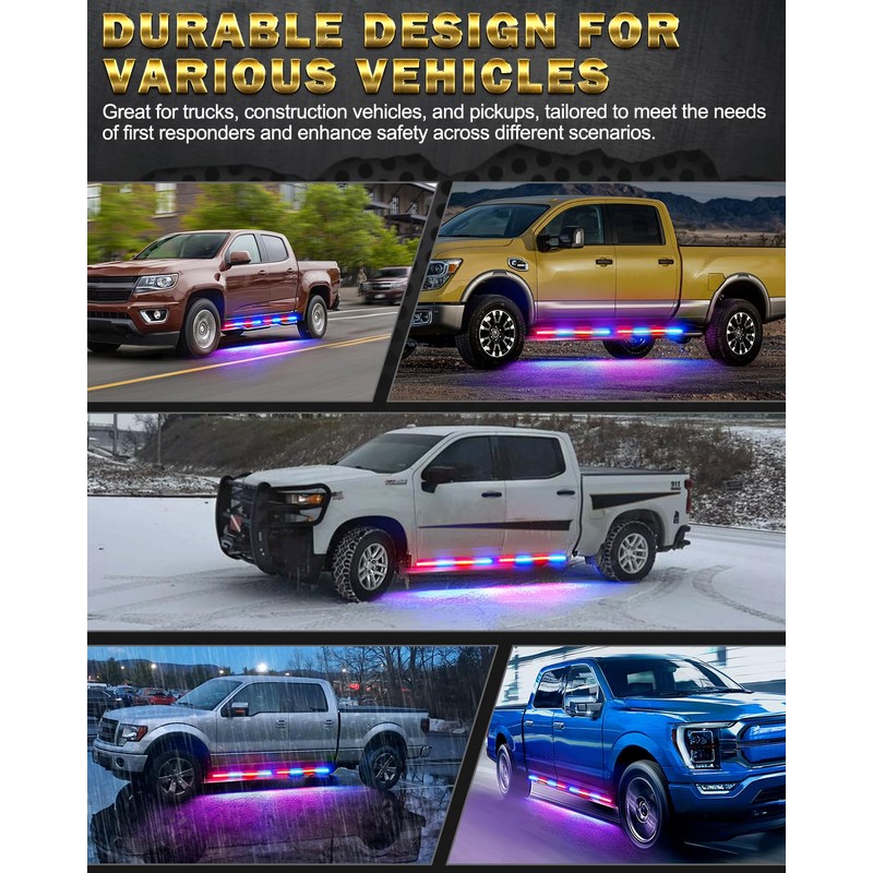 LUMENIX 70 Inch Emergency Running Board Rigid Strobe Lights Strip