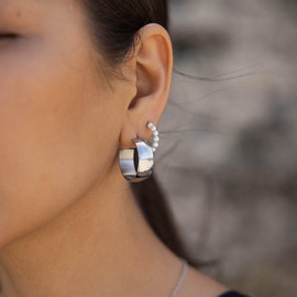 PURELEI® Glowing Earrings (Gold, Silver, Rose Gold), Waterproof Hoop Earrings in Wide Design for Women, Elegant Stainless Steel Earrings, Gifts for Women, Stainless Steel